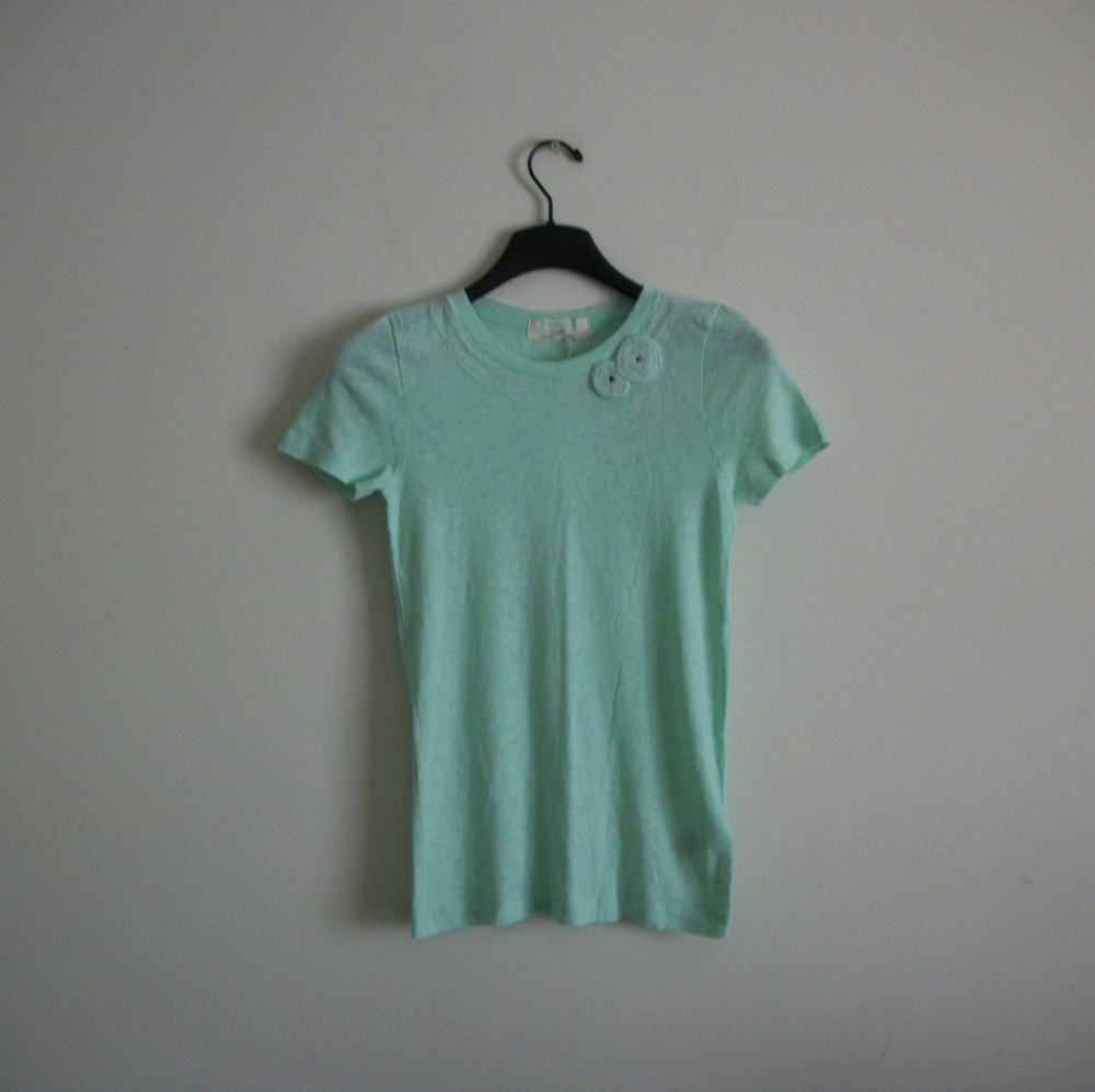 J. Crew Cotton Beaded Floral Tee Size Small
